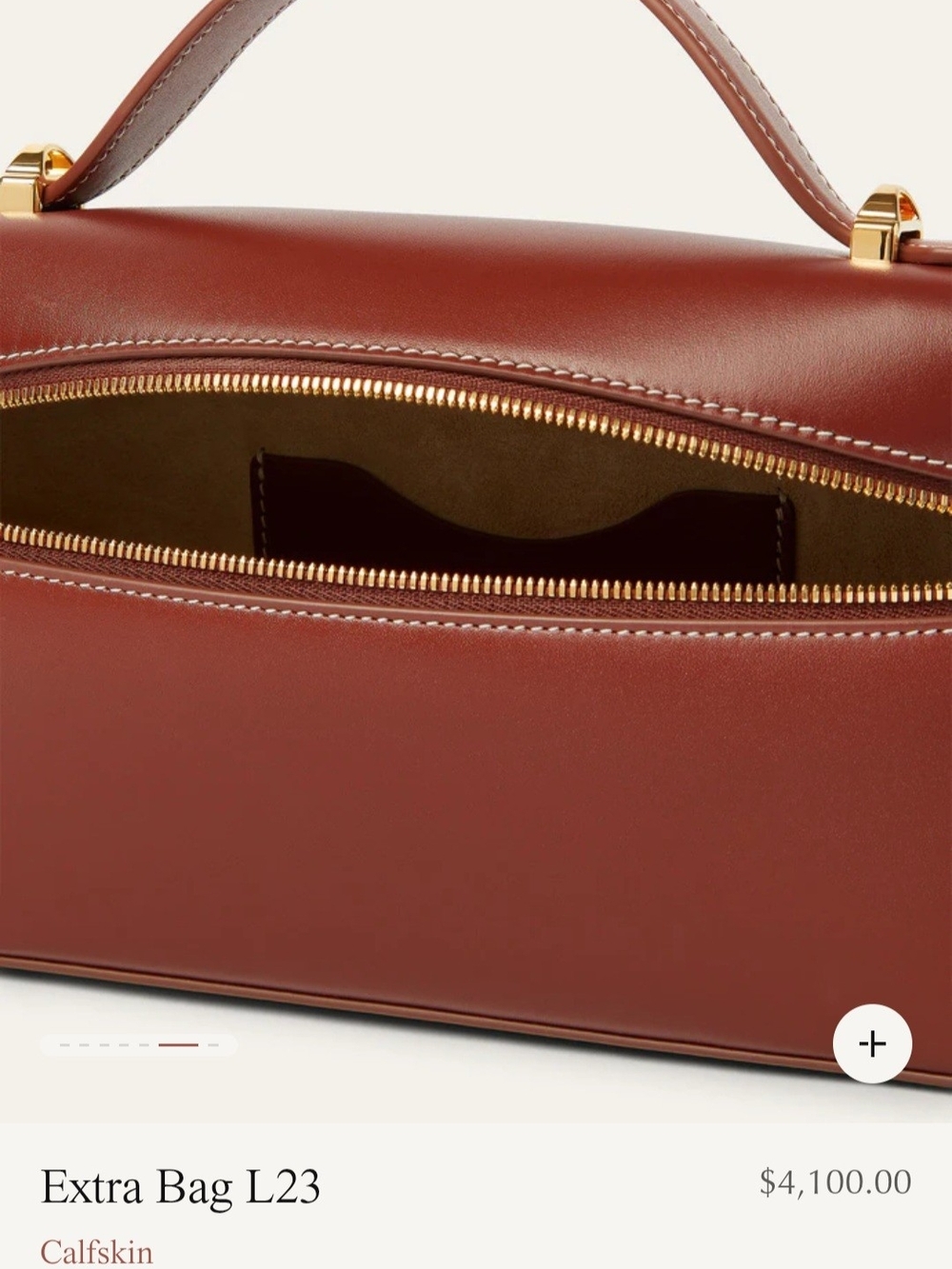 Loro Piana Chestnut Saddle Leather Top-Handle Satchel with Gold Hardware - Picture 5 of 13
